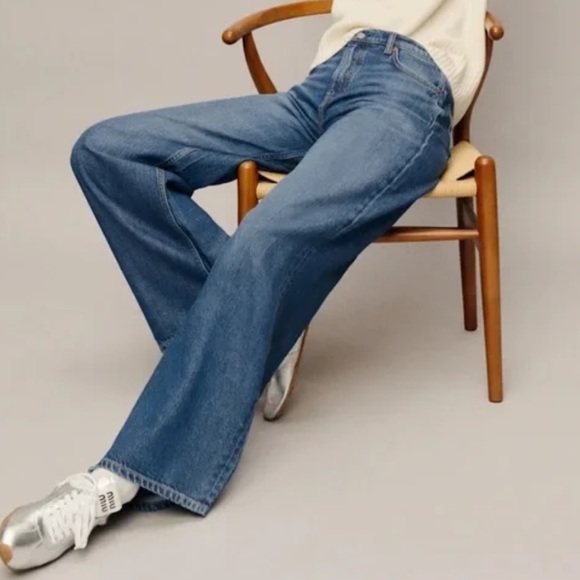 Reformation Rui lived in Classic Blue Wide-Leg Jeans baggy 32 - Picture 2 of 9